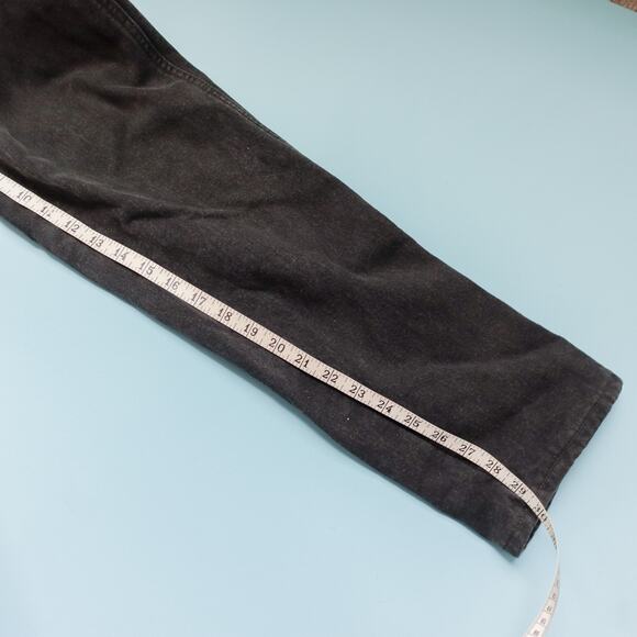 Land's End Vintage Washed Black Flannel Lined Straight Leg Jeans Size 12 Cotton - Picture 8 of 9